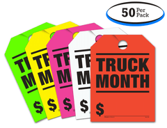 Truck Month - Fluorescent Jumbo Mirror Hang Tags - 5 Color Options (50 per pack)