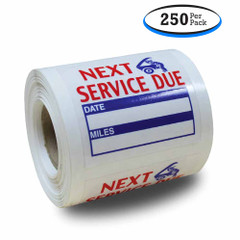 Roll Of Next Service Due Reminder Stickers - Low-Tack Removable Adhesive (250 Per Roll)
