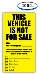 Large Vehicle Not For Sale Stickers (Yellow and Black) (100 per pack)