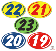 4 Inch Bubble Digits - Vinyl Window Sticker Numbers (Fluorescent Green and  Black) (12 per pack)