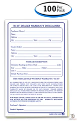 As Is Dealer Warranty Disclaimer - 2 Part Forms (100 Per Pack)
