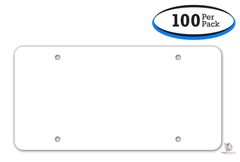 Plastic Car License Plates - Blank White Inserts (100 Per Pack)