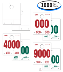 White Service Dispatch Numbers - Hang Tags (1000 Per Box)
