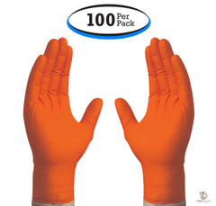 Premium Heavy-Duty Orange Nitrile Gloves (100 Per Box) - For Industrial and Automotive Use