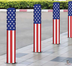 Bollard Pole Covers - Parking Lot Post Designs - Patriotic USA Flag