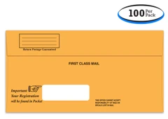 Window License Plate Envelopes – Self Seal (100 Pack)