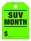 SUV Month - Fluorescent Jumbo Mirror Hang Tags - 5 Color Options (50 per pack) (Green)