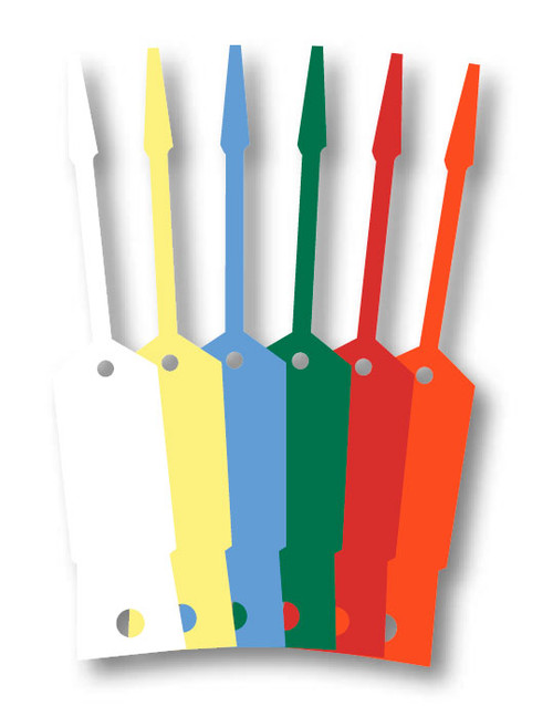 Self-Lock Key Tags (1000 per pack) (Form # SLKT) - six colors: white, yellow, blue, green, red, orange