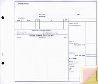 Vehicle Invoice (Form # VI-131N) (100 pack)