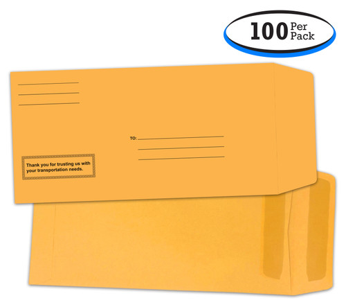 License Plate Envelopes (Kraft or White) (Blank or Printed) (Self-Seal or Moisten and Seal) (100 Pack)