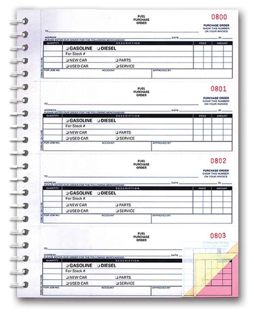 Fuel Purchase Order Books (3-Part Fuel PO Book)