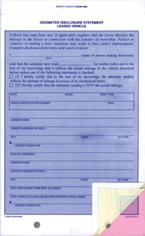 3-Part Lease Odometer Statement (Form # ODOM-489-L) (100 per pack)