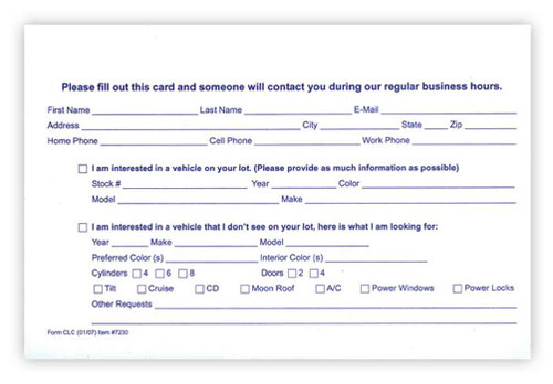Customer Lead Cards (100 per pack)