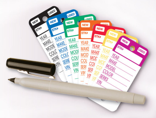 Top Stripe Vinyl Key Tags (7 colors: Magenta, Blue, Green, Red, Orange, Yellow, Black) (250 per box)