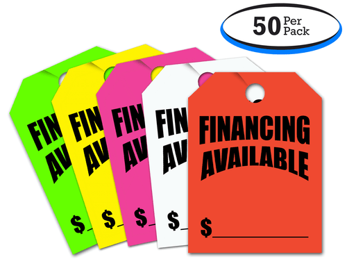 Fluorescent Jumbo Mirror Hang Tags (FINANCING AVAILABLE) (4 color options) (50 per pack)