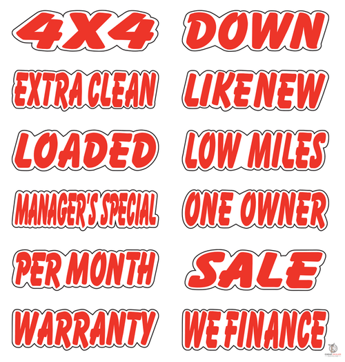 A-Peel Slogan Cut-Out Window Stickers - Red (12 per pack)