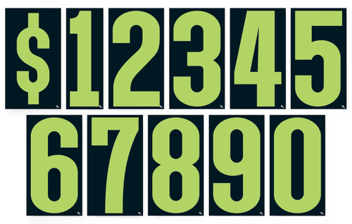 Advertising Number Window Stickers (9-1/2" Fluorescent Green and Black) (12 per pack)