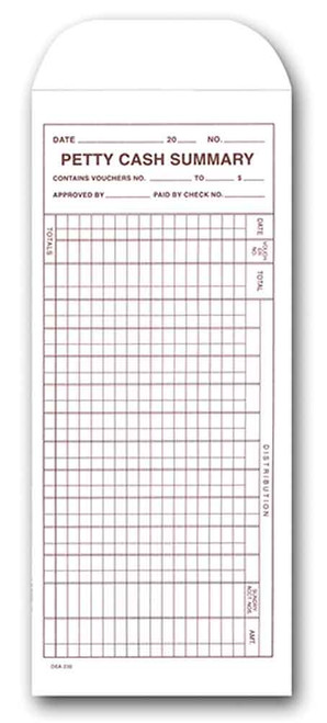 Petty Cash Summary Envelope (Form #DSA-230) (50 per pack)