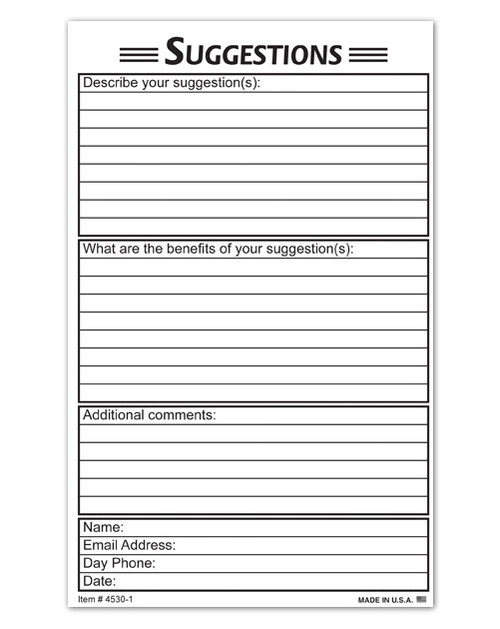 Suggestion Card (50 per pack) (4530-1)