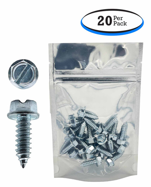 License Plate Screws - Slotted Hex Head - American (20 per box)
