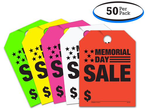 Memorial Day Sale - Fluorescent Jumbo Mirror Hang Tags - 5 Color Options (50 per pack)