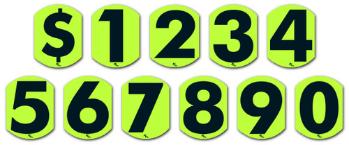 4 Inch Bubble Digits - Vinyl Window Sticker Numbers (Fluorescent Green and Black) (12 per pack)