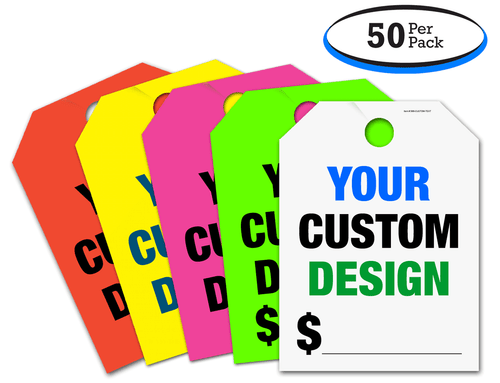 Custom Printed Hang Tags - Standard Size - Full Color (50 Per Pack)