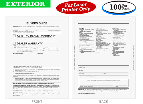 Outdoor Buyers Guides - As Is Or Dealer Warranty - With Lines - Stick To Outside Of Window