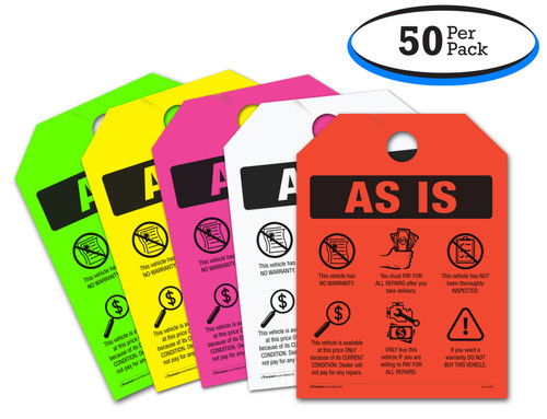 As Is - No Warranty - Car Mirror Hang Tags (50 Per Pack)