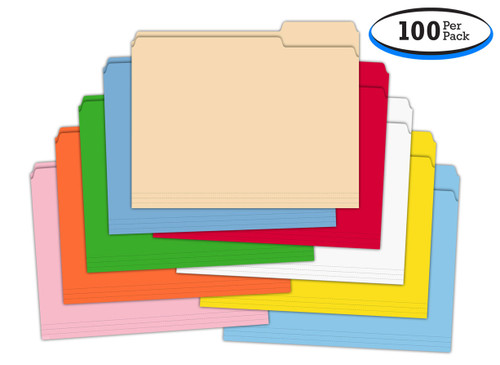 Blank 3 Tab File Folders - All Colors (100 Pack)