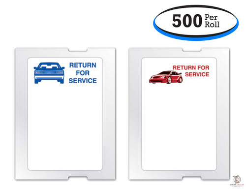 Return For Service White Labels (Blue or Red Car Print) (500 Per Roll)