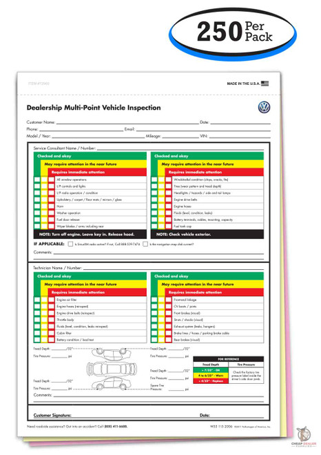 Multi-Point Vehicle Inspection Forms - 250 Sheets, 2-Part Carbonless (A Plus #7291) 2 thumbnail image