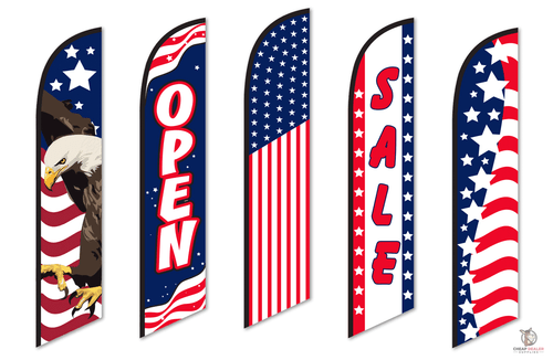 Swooper Banner Flags - Patriotic Designs and Slogans (1 Per Pack)