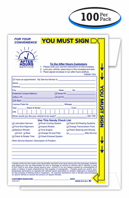 Yellow Highlight After Hours Envelopes (6” x 9”) (100 Per Pack)