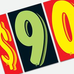 4 Inch Bubble Digits - Vinyl Window Sticker Numbers (Fluorescent Green and  Black) (12 per pack)