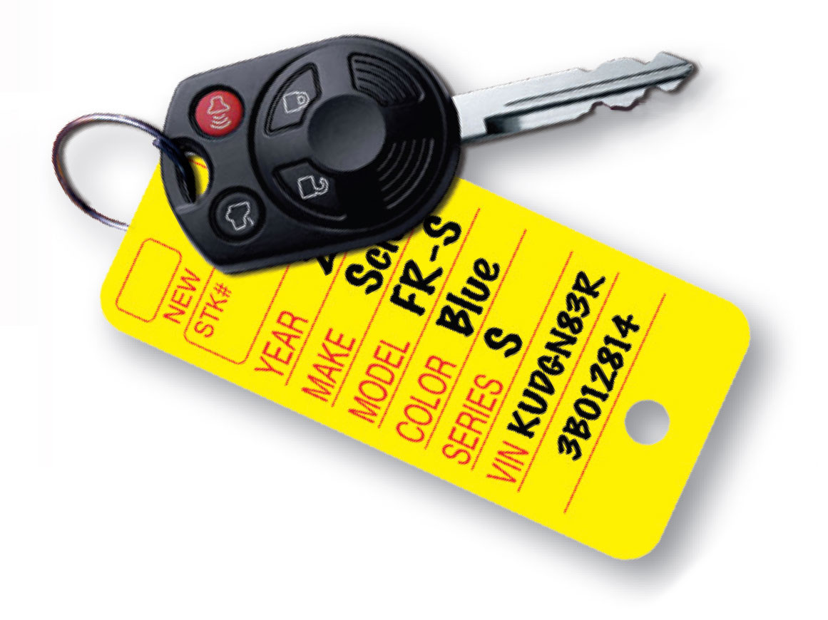 Poly Tag Rounded Corner Plastic Car Key Tags White or Yellow (250 per