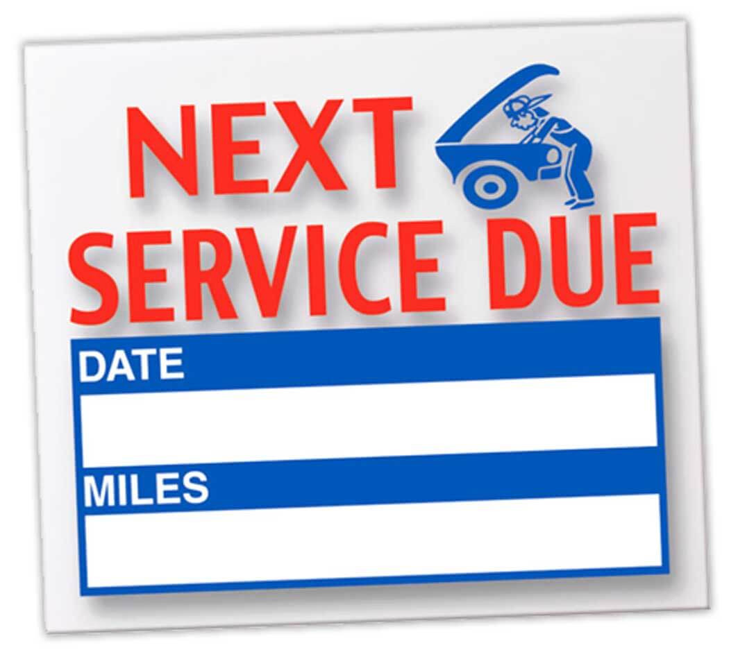 Next Service Due Reminder Oil Change Stickers Static Clings (100 Per