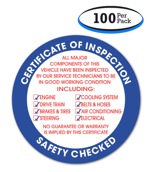 Certificate Of Inspection Stickers