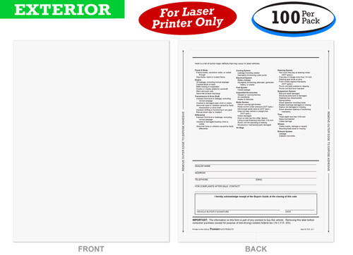 Blank Exterior Buyers Guides | Outdoor Car Window Forms