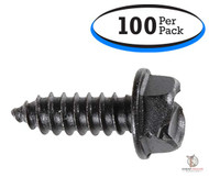 Slotted Hex Washer Head - Professional License Plate Screws - #14 x 3/4" - Black E-Coat (100 Per Pack)