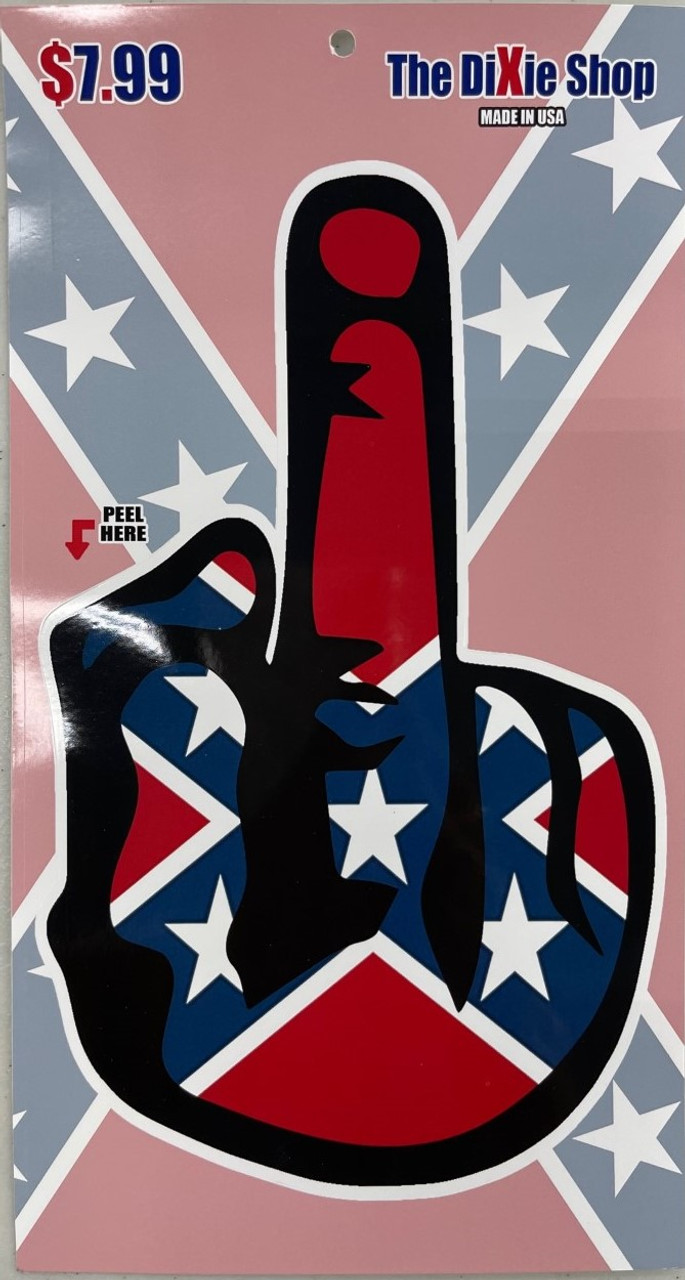 Confederate Middle Finger Sticker *Made In America* (X-Large)