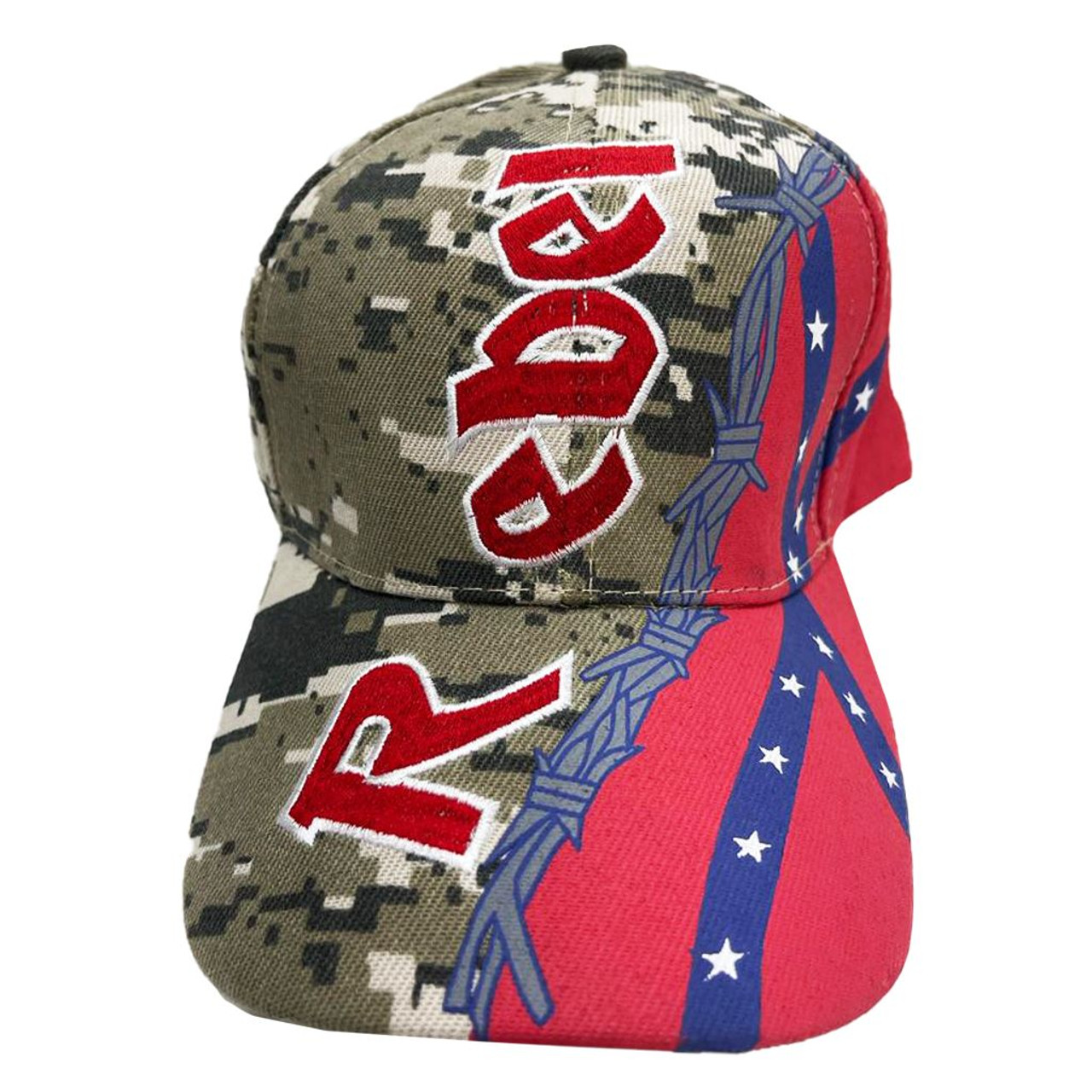 Camo Rebel And Proud Of It Embroidered Hat  <h1>DLGrandeurs Confederate  and Rebel Goods</h1>