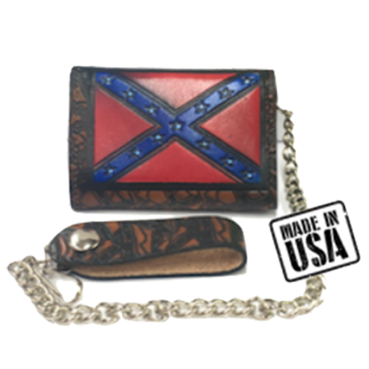 Confederate Flag Wallet - Western Leather Wallet | The Dixie Shop