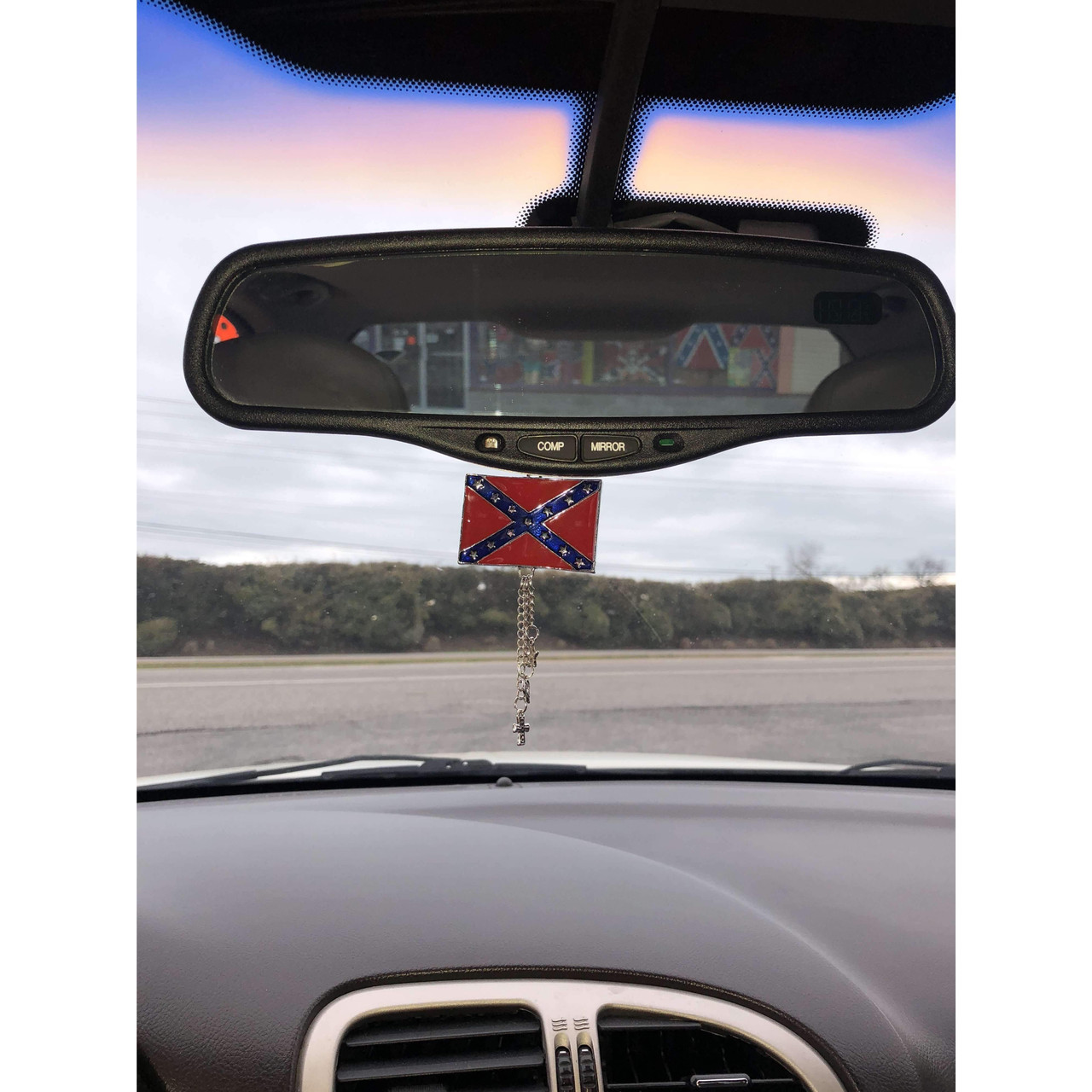 Confederate Flag Rear View Mirror Charm