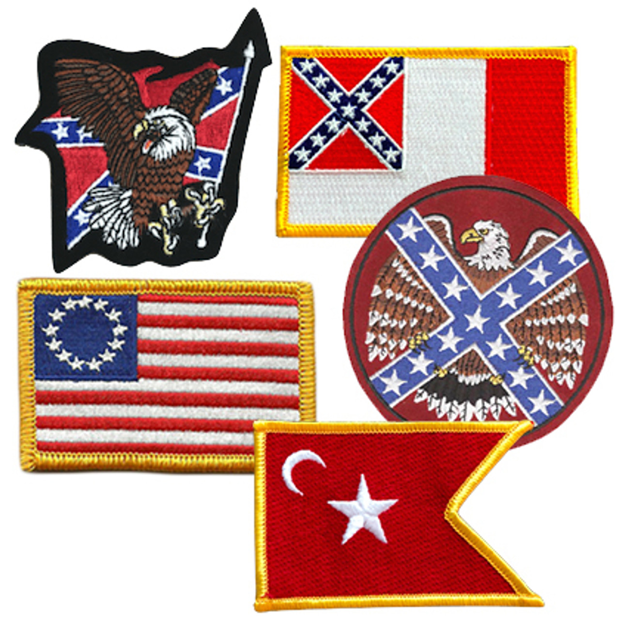 Set of 6 Confederate Flag Patches in Different Colors by Ivamis