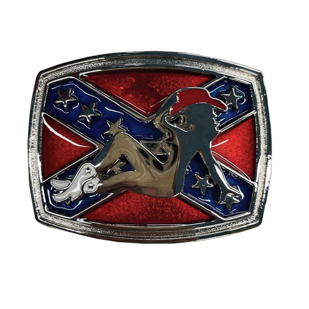Cowgirl Belt Buckle – American West USA Flag Design, Bronze 