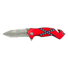 Small Confederate flag pocket knife with printed Rebel flag handle and metal blade.