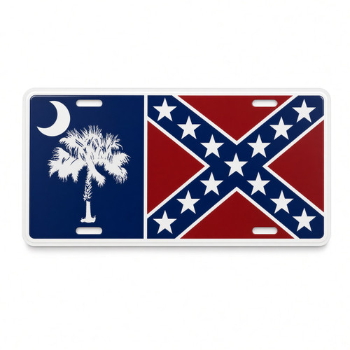 SC Confederate Flag License Plate with South Carolina-themed flag design