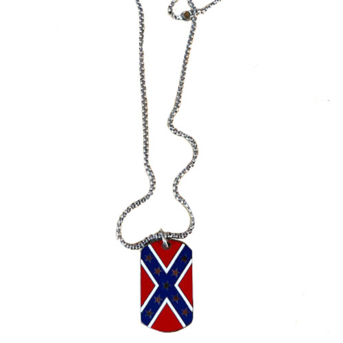 Stainless Steel Confederate Flag Necklace