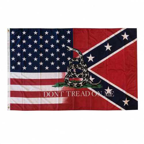 USA Confederate Gadsden Flag combining American and Confederate flag designs